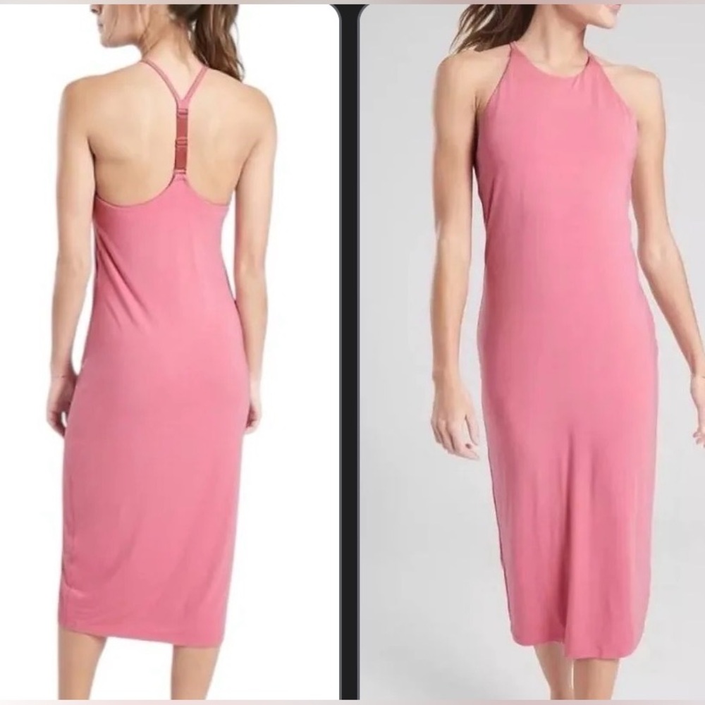NWT! Athleta Mariposa Pink Halter Midi Dress size Medium SO SOFT!!
